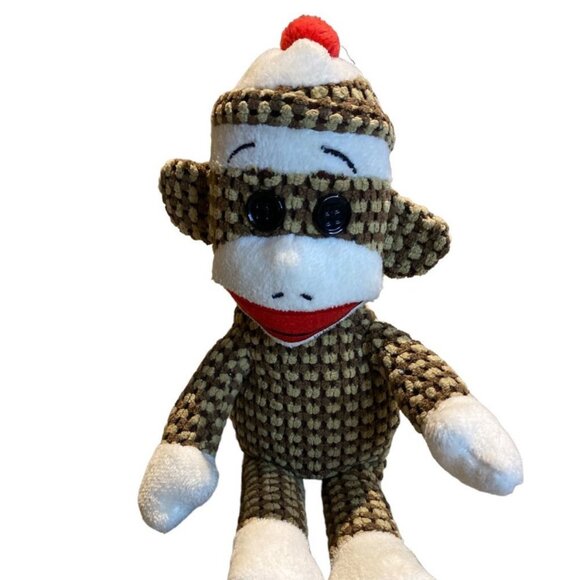 KISMET Sweat Pants Sock Monkey Fleece Size Small Elastic Waist & 2 Plush Monkeys - Picture 12 of 14